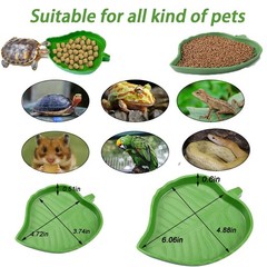 3PCS Tortoise Water Bowls with Ramp – Reptile Food & Bathing Dish for Gecko, Tur