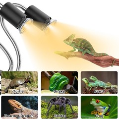 Reptile Heat Lamp, Dual-Head UVA UVB Reptile Light, Heating Lamp with Cycle T…