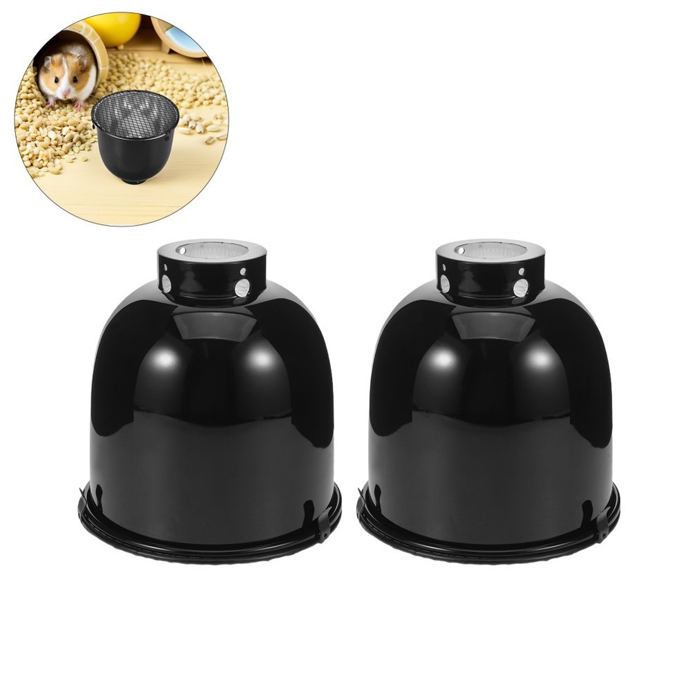 2Pcs Reptile Lamp Dome Cage Black Aluminum Reflective Guard for Heat Lamp Safety