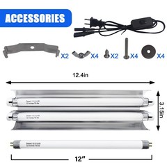 T5 Reptile Light Fixture Combo Kit 16 Watts, 12 Inches UVB Light 2×8 Watt, T5…