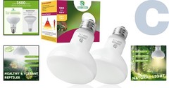 Reptile Heat Lamp Bulbs 2-Pack 100W – Natural Sunlight Simulation for Basking