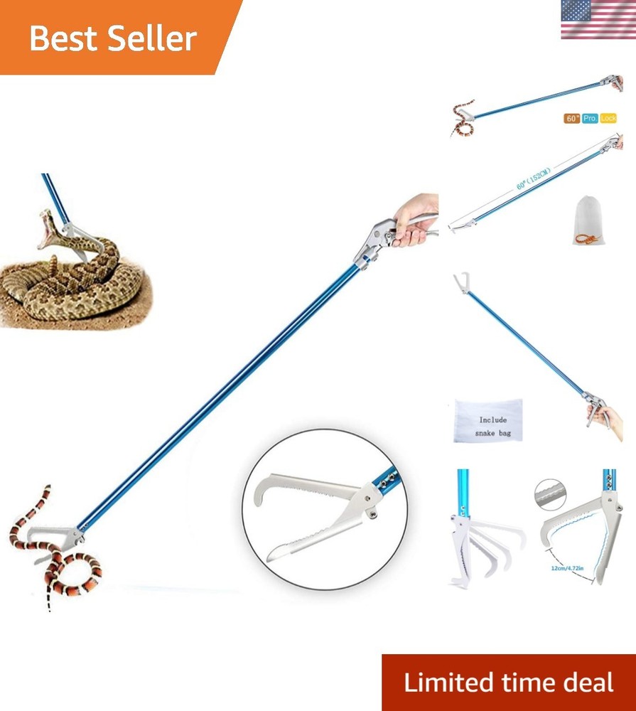 Snake Tong Catcher–Professional Reptile Rescue Grabber Aluminum Alloy with Wi…