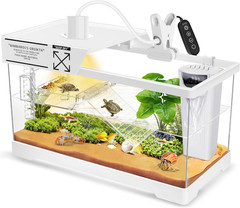 Aquatic Turtle Tank+Lamp+Filter Kit, Upgrade PC Turtle Tank Starter Kit with Adj