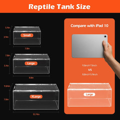 Escape Proof Reptile Terrarium,Shatter Proof Polycarbonate Tarantula Tank with M
