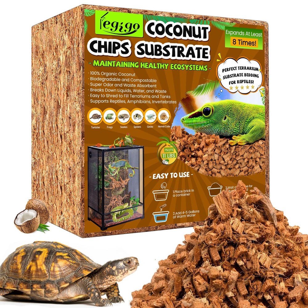 Legigo 10LBS Coconut Chip Substrate for Reptiles, 72QT Natural 1 Pack-10LBS