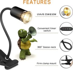 Premium Reptile Heat Lamp: Adjustable, Timed Heating with UVA/UVB Light – 50W