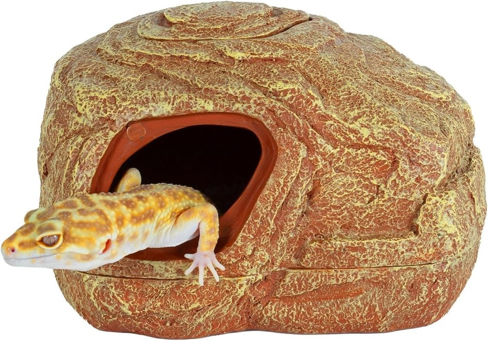 Gecko Hide Cave 2 in 1 Snake Reptile Hideout Hide & Rest & Breed & Feeding