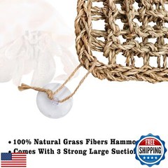 Oooct Hermit Crab Climbing Toys, Seagrass Mat Lizard Hammock with Suction Cup