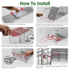 Folding Humane Live Animal Trap Cages Easy To Catch Foldable Cat Trap 2 Pcs
