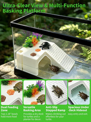 15.7In Turtle Tank Starter Kit with Basking Platform, Hang-On-Back Tank Filter,