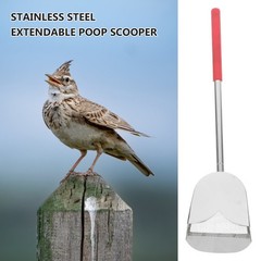 Stainless Steel Long Handle Litter Scooper Reusable Bird Cage Cleaning Accessory