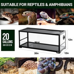 20 Gallon Reptile Tank, 30″ x 12″ x 12″ Reptile Terrarium, Top Screen Ventila…