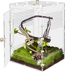 10 Gallon Acrylic Reptile Enclosure for Crested Gecko, Lizard, Snakes & More