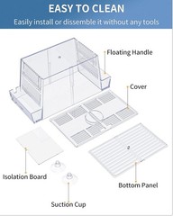 Pawfly Aquarium Fish Breeding Box Acrylic Hatchery Incubator Tank with Suctio…
