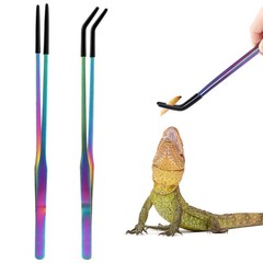 OLIISS Stainless Steel Reptile Feeding Tongs with Rubber Tip – 10.6 Straight …