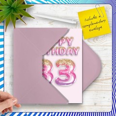Stuff4 33rd Birthday Cards for Men Women – Pink & Purple Glitter Balloons – H…