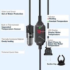 Adjustable Mini Aquarium Heater 0.5/1/2/3 Gallon Submersible Small Fish Tank …
