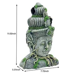 Hamiledyi Buddha Head Statue Aquarium Decorations Resin Fish Hideout Betta Ca…