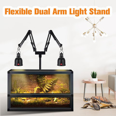 Dual Reptile Lamp Stand Reptile Light Stand with Two Flexible Brackets, Height A