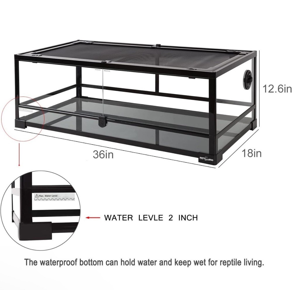 35 Gallon REPTI ZOO Flat Packed Glass Enclosure 24″L x 18″W x 12″H