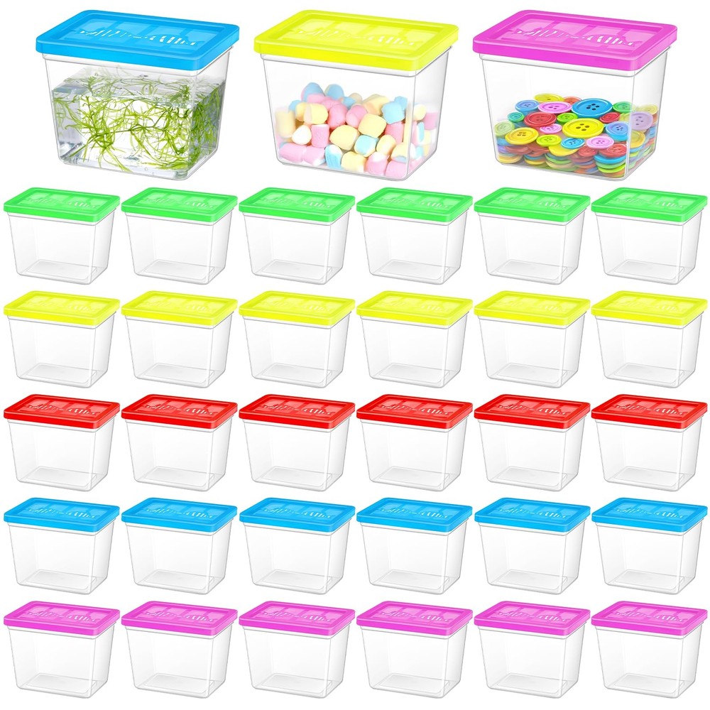 30 Pack 12 oz Plastic Fish Bowls with Lids Plastic Reptile Terrariums Carrier…