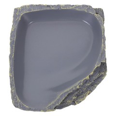 1Pcs Reusable Resin Rock Shape Reptile Feeding Bowl Grey for Lizards