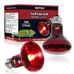 Infrared Heat Lamp 75W 2 Pack，Reptile & Amphibian Basking Spot Light Bulbs, R…