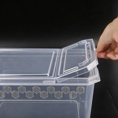 3Pcs Reptile Feeding Box Set, 3-Size Plastic Reptile Critter Keeper with Clear