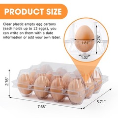 100 Pack Plastic Egg Cartons Cheap Bulk,1 Dozen Clear Empty Egg Cartons for C…