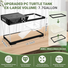 Aquatic Turtle Tank+Lamp+Filter Kit, Upgrade PC Turtle Tank Kit with Adjustable
