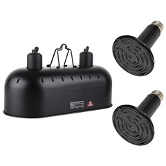 15″ Dual Reptile Light Fixture, 150W Heat Lamp & 2 Ceramic Emitters for Terrariu