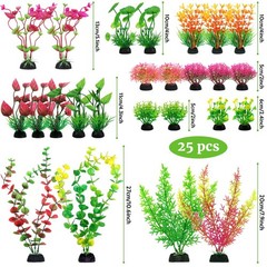 QUOZUO 25 Pack Aquarium Plants, Colorful Artificial Fish Tank Plants Decorati…