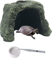 Large Reptile Hideout Cave,Resin Tortoise Hide Rock Turtle Hideaway House Liz…