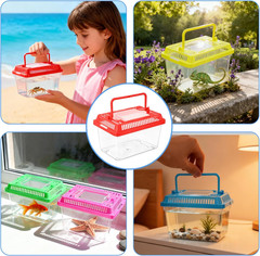 15 Pcs Small Plastic Reptile Carrier, Tarantula Enclosure Snake Breeding Box, Mi