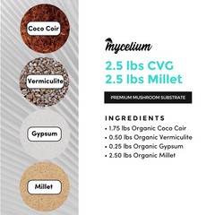 Mycelium Mushroom Growing Kit (5LB Bag) I CVG Substrate (Coco Coir, Vermiculi…