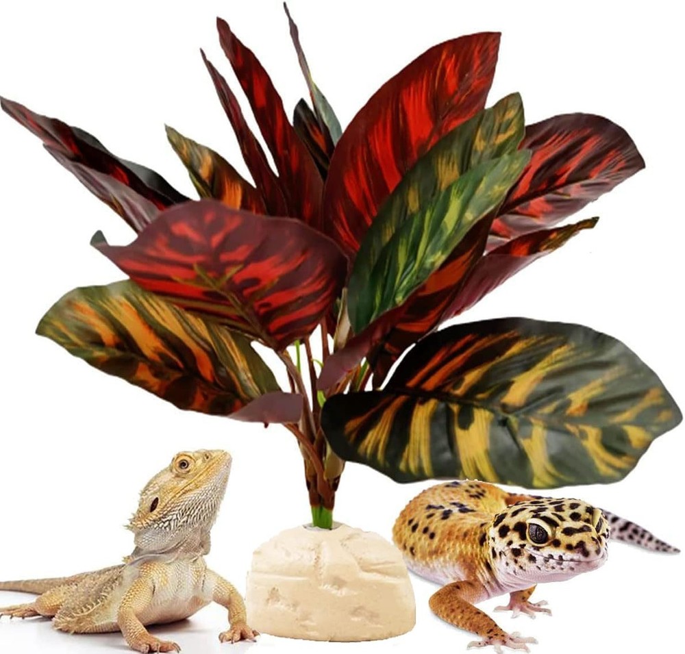 Reptile Terrarium Decor Plants,Amphibian Habitat Decor,Artificial Plants for …