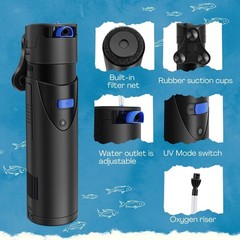 Flexzion Aquarium Filter U-V, 200 Gallon Fish Tank Filter with U-V Light for …