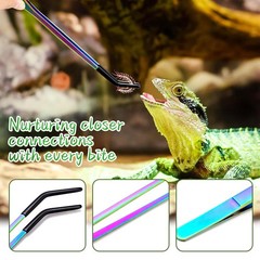 OLIISS Stainless Steel Reptile Feeding Tongs with Rubber Tip – 10.6 Straight …