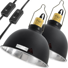 2 Pack Reptile Light Fixture, 8.5In Deep Dome Reptile Heat Lamp Fixture with Swi