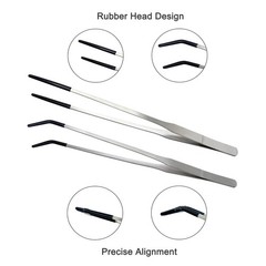 2 PCS Long 10.6″ Stainless Steel Reptile Feeding Tongs with Rubber Tip, Strai…