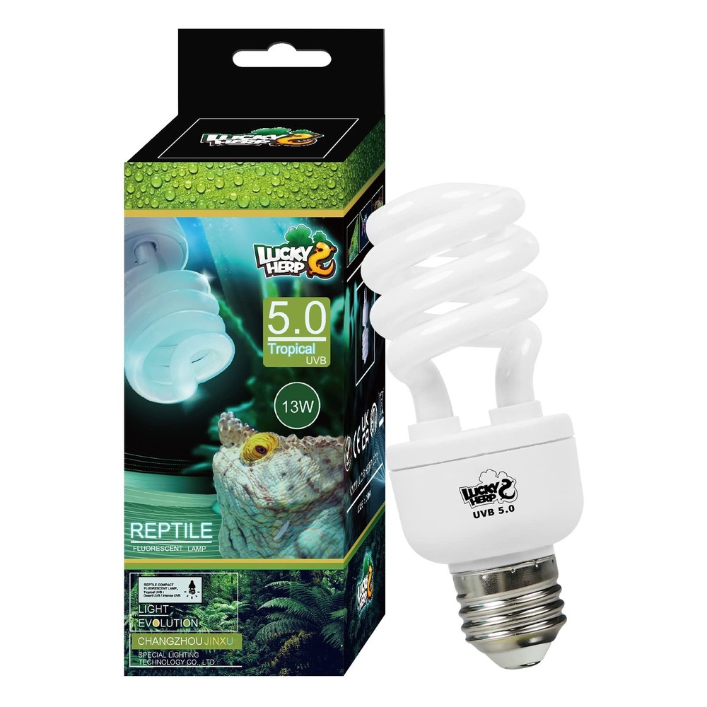 13W 5.0 UVA UVB Reptile Light, Compact Fluorescent, Tropical Terrarium Lamp