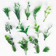 Aquarium Plants Artificial Plastic Green White Small 50 Pack Fish Tank Decor