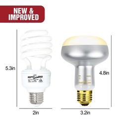 REPTI ZOO Reptile Heat Lamp Bulb and UVB 10.0 Reptile Light Combo P… Fast Ship