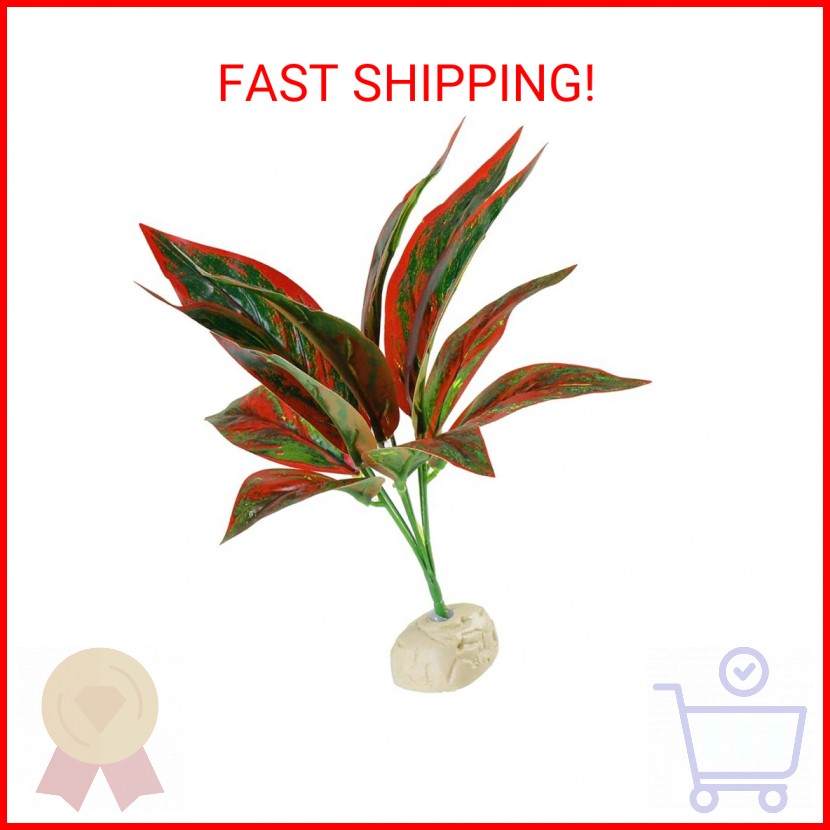 AQUANEAT Terrarium Plant, Fake Reptile Plant for Amphibian Habitat, 10 inch Tall