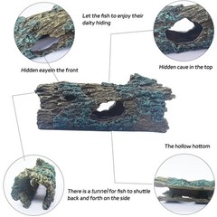 Reptile Hide Cave Resin Log Aquarium Ornament For Gecko Fish 7.3×2.7×2.7 Inch