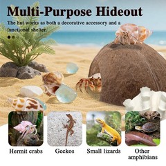 6 PCS Hermit Crab Shell 1 Coconut Hut 5 Seashell Decoration Tank Hideout Toy