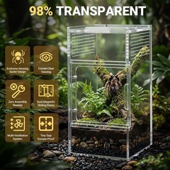 Acrylic Jumping Spider Enclosure 3x3x6 Inch – Safe Habitat with Magnetic Doors