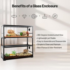 40 Gallo Glass Reptile Enclosure Terrarium Double Stacked Snake Tank for Lizards