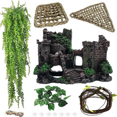 MUYG Bearded Dragon Tank Accessories with Resin Castle Decoration