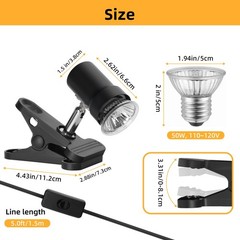 Reptile Heat Lamp with 360° Rotatable Clamp Basking Spot Light with 50W UVA U…